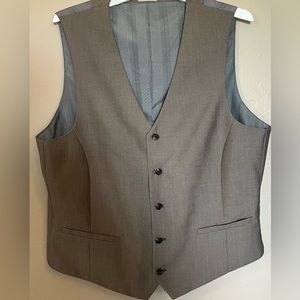 J. Ferrar Vest Mens Large Slim Tan Button Down Tan Back Buckle Waistcoat